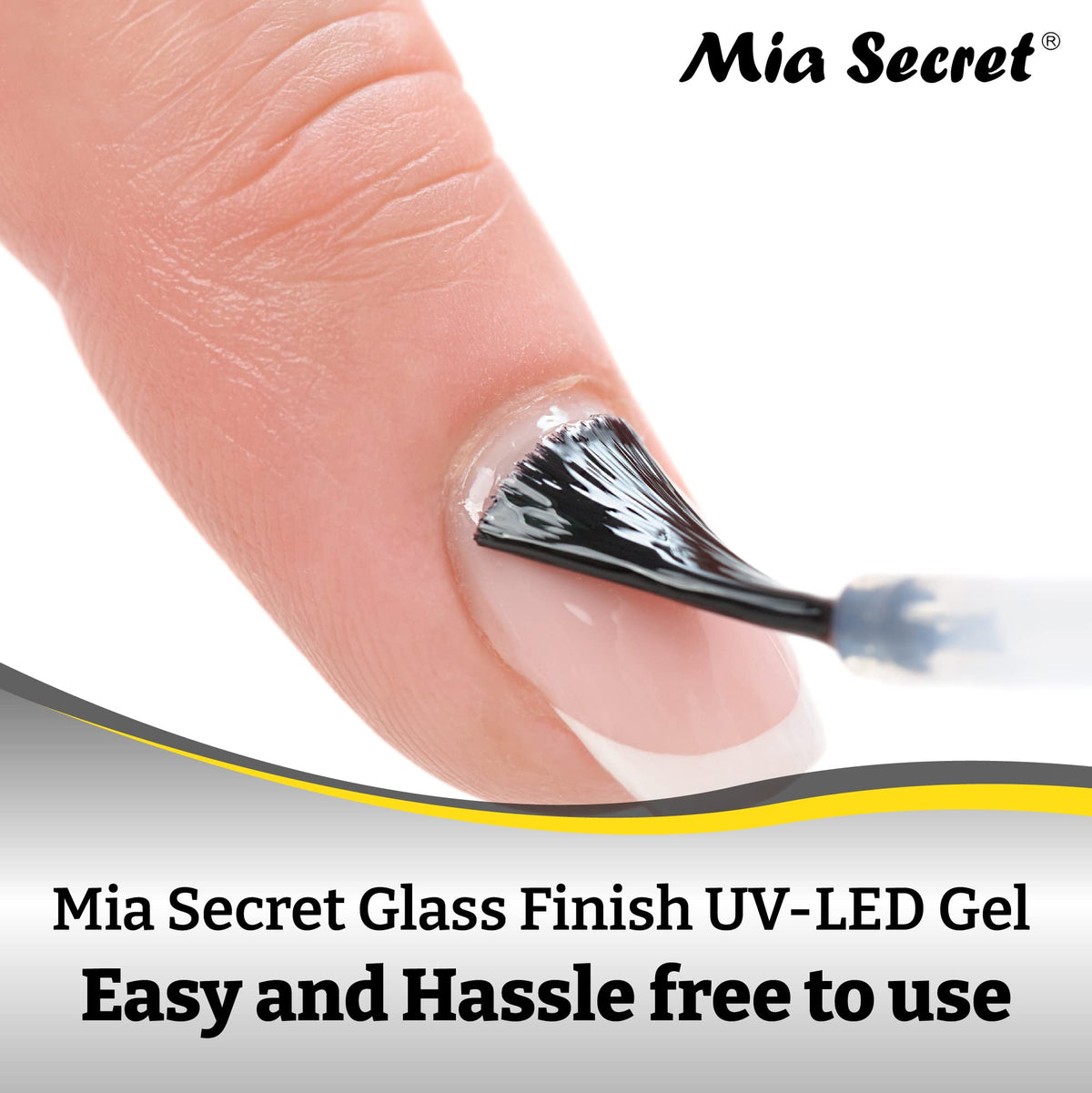 Mia Secret brush applying glass finish for smooth even coverage benefit