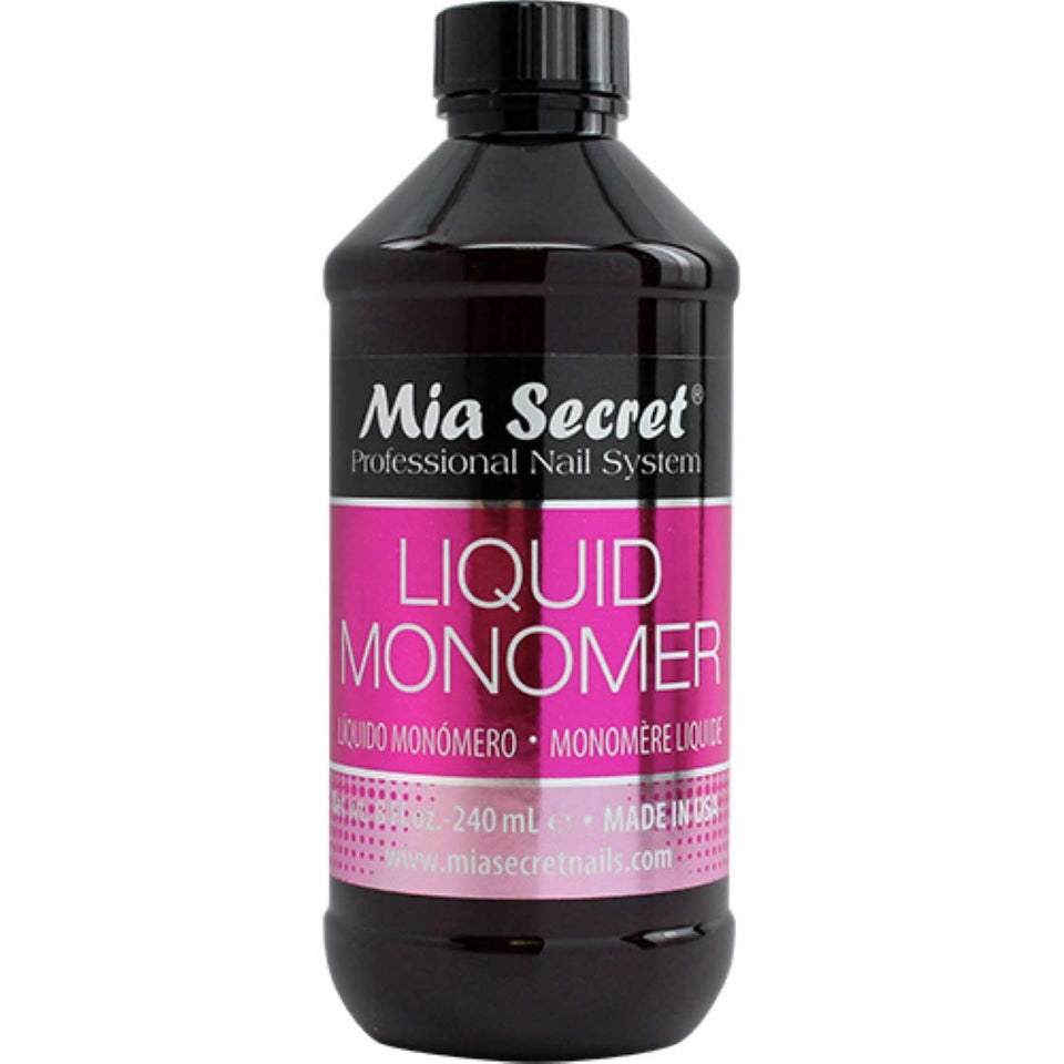 Mia Secret front label on 8 oz bottle showing product clarity and brand