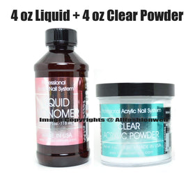 Mia Secret liquid monomer bottle label close-up, blended EMA formula for strong adhesion