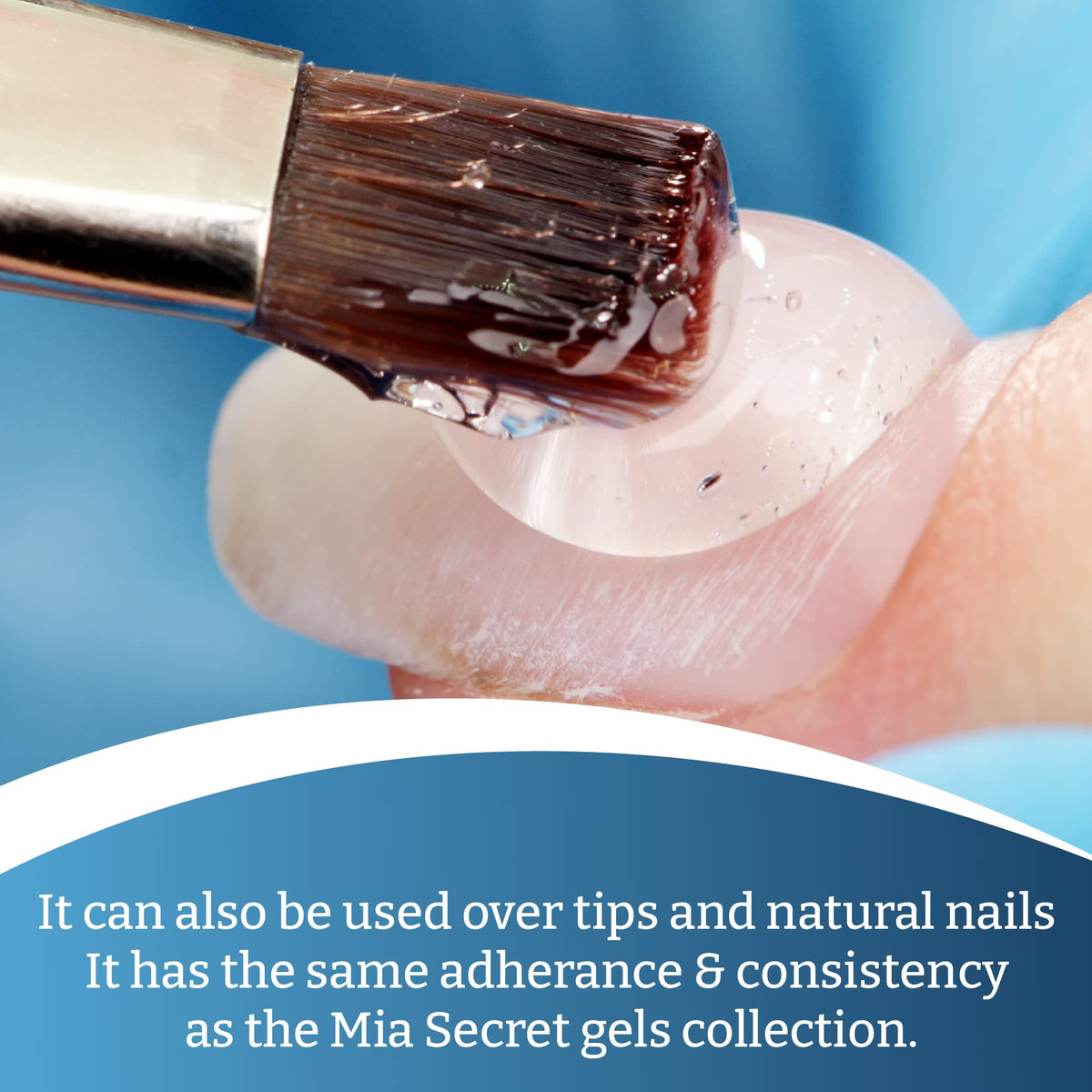 Mia Secret overlay on natural nail before and after showing strengthened finished look