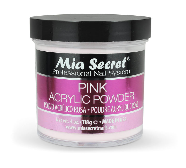 Mia Secret jar front view showing product and clear labeling benefits