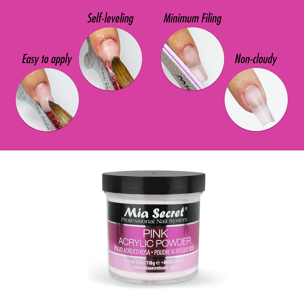 Mia Secret label and 4 oz weight displaying accurate packaging information