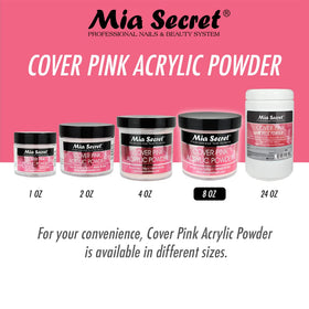 Hand holding Mia Secret 8 oz jar showing salon-sized volume benefit