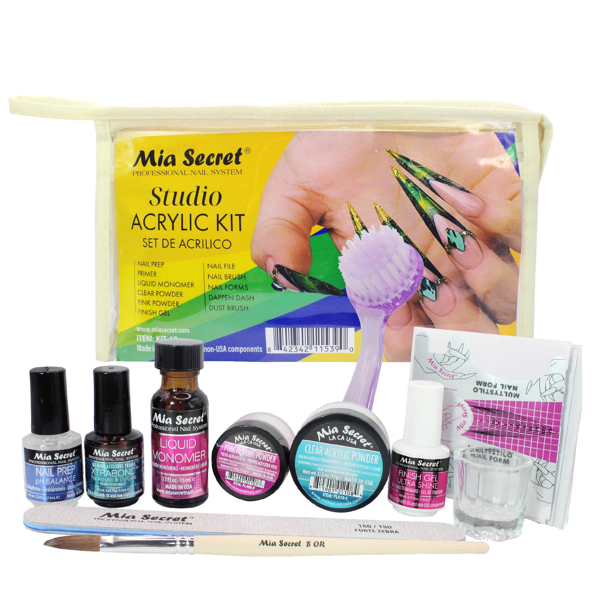 Mia Secret kit front packaging showing complete starter set for professionals