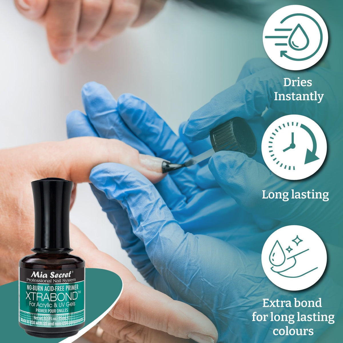 Mia Secret finished nail enhancement demonstrating strong adhesion and smooth finish
