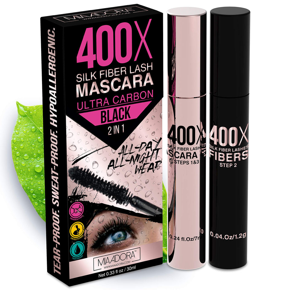 Mia Adora front packaging showing ultra black dual-tube kit for dramatic lashes