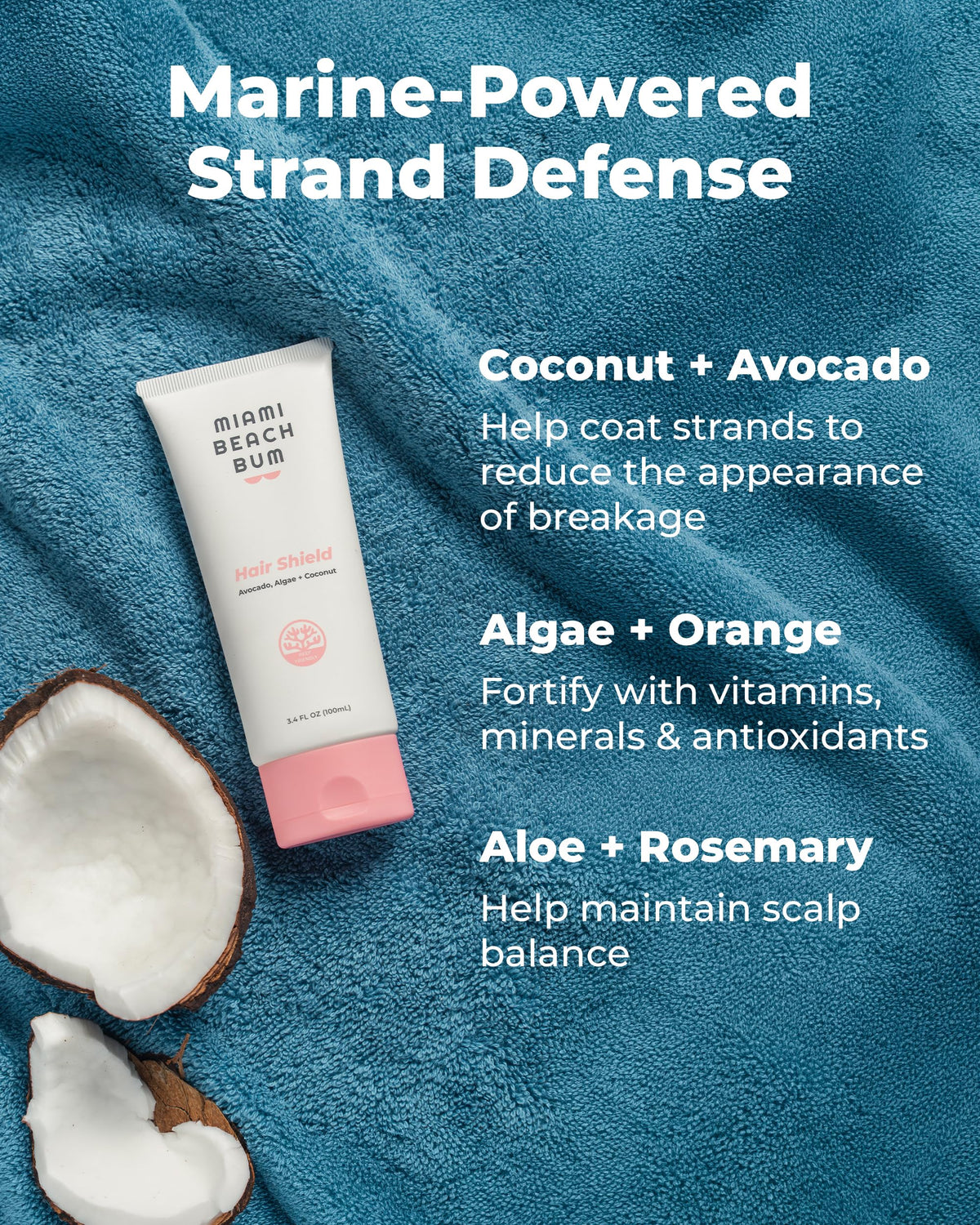 miami beach bum bottle on sandy beach lifestyle scene for outdoor hair defense