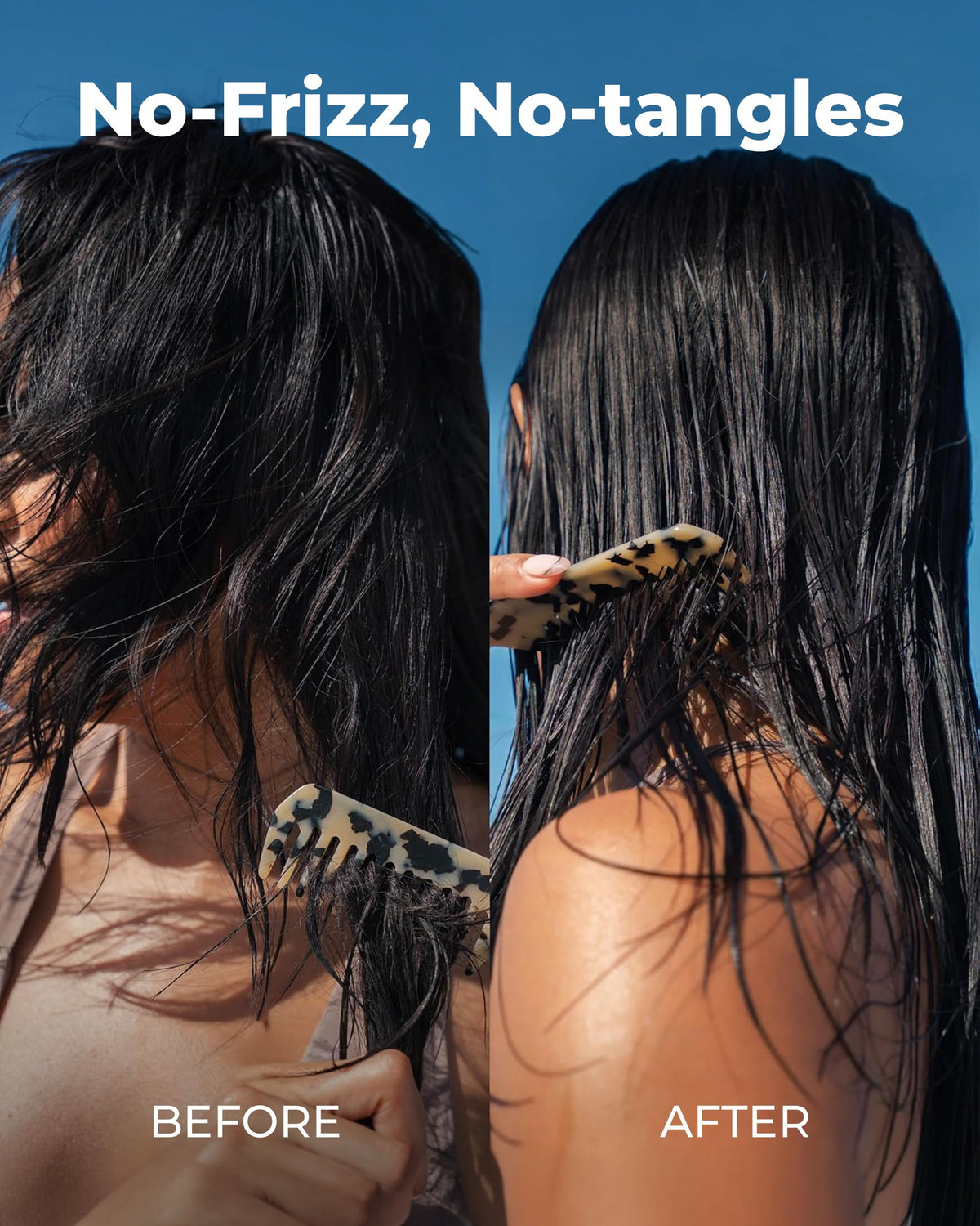 miami beach bum being worked through wet hair demonstrating detangling benefit