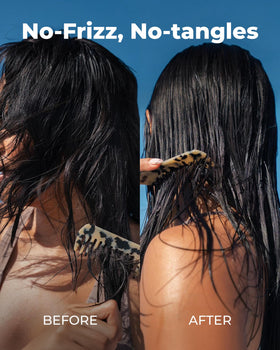 miami beach bum being worked through wet hair demonstrating detangling benefit