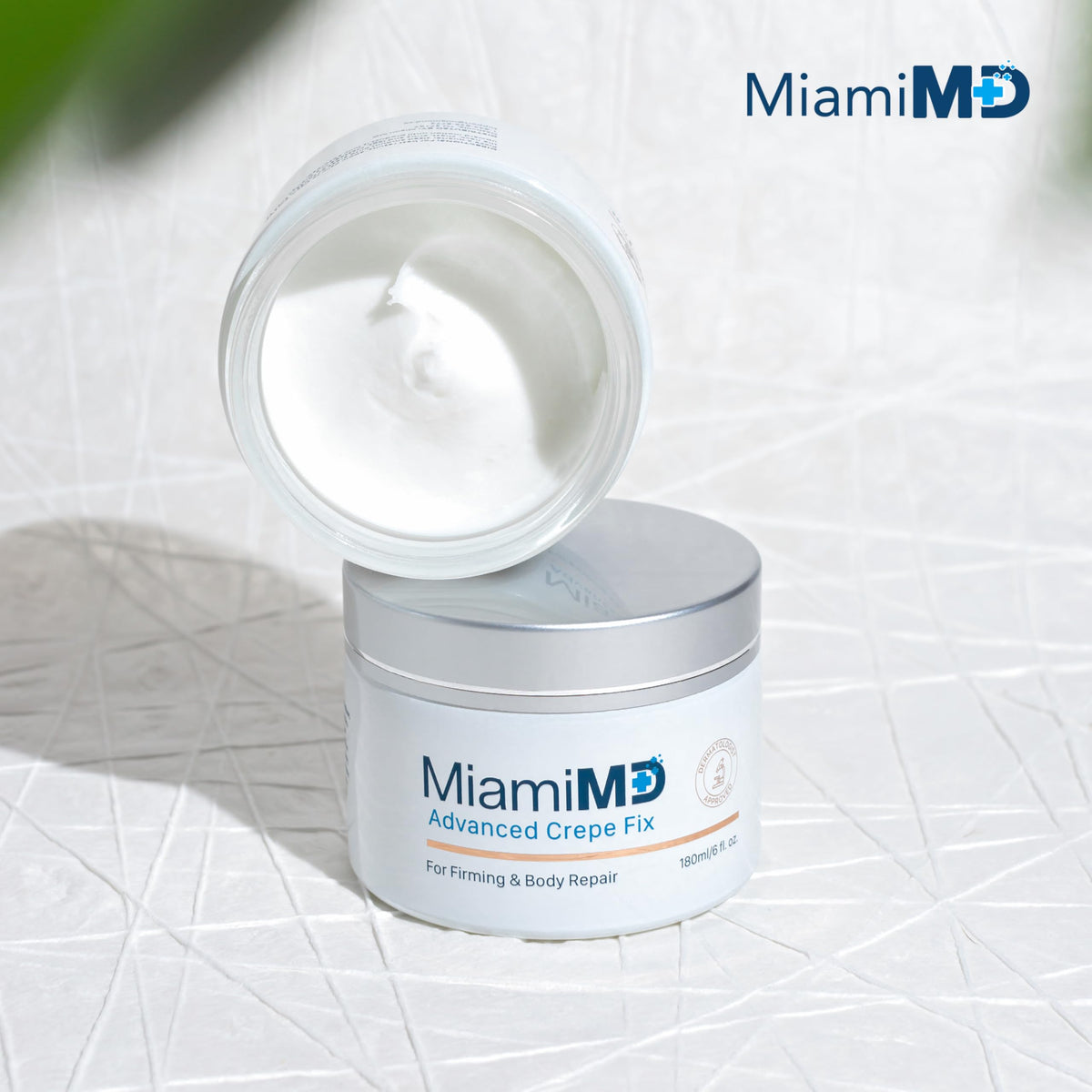 MiamiMD jars styled on bathroom shelf for daily routine and clean skincare