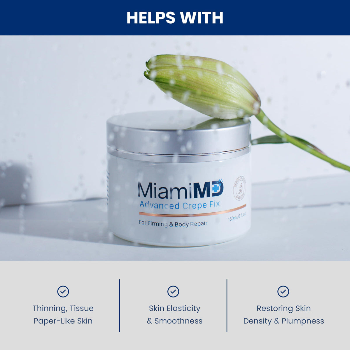 MiamiMD open jar with cream on fingertip ready to apply for plumping effect