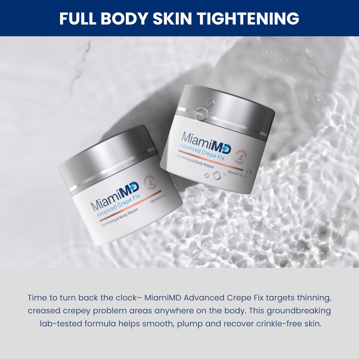 MiamiMD applying cream to neck, demonstrates targeted firming action and hydration
