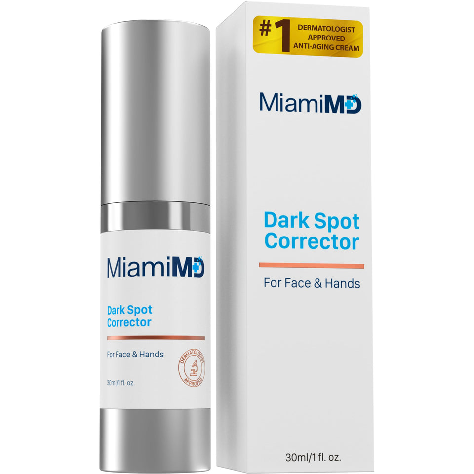 MiamiMD front bottle showing serum packaging and clean design benefit brightening