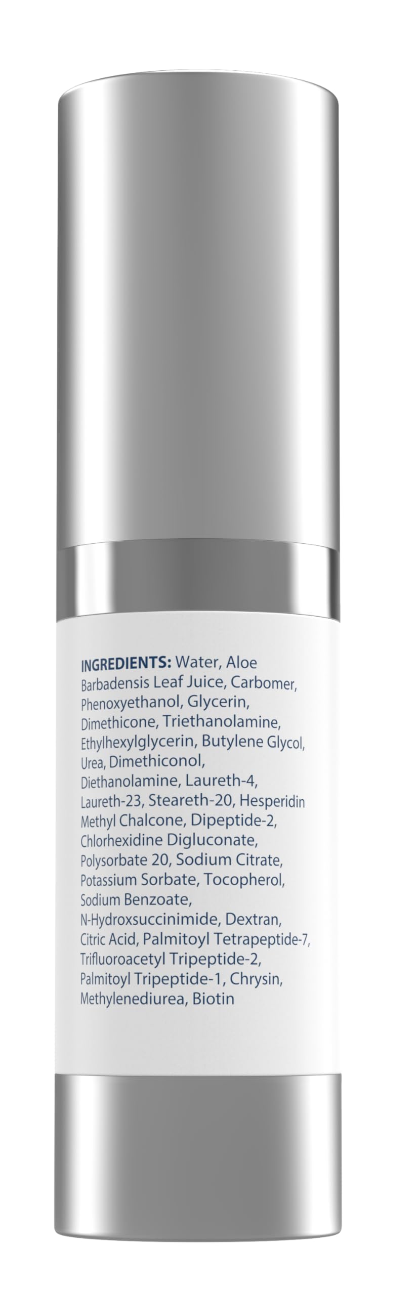 MiamiMD eye serum closeup label highlighting key peptide ingredients