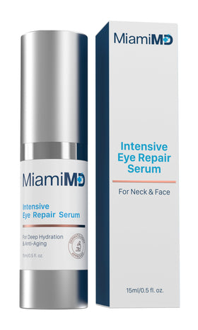 MiamiMD eye serum front packaging showing clean design and benefits
