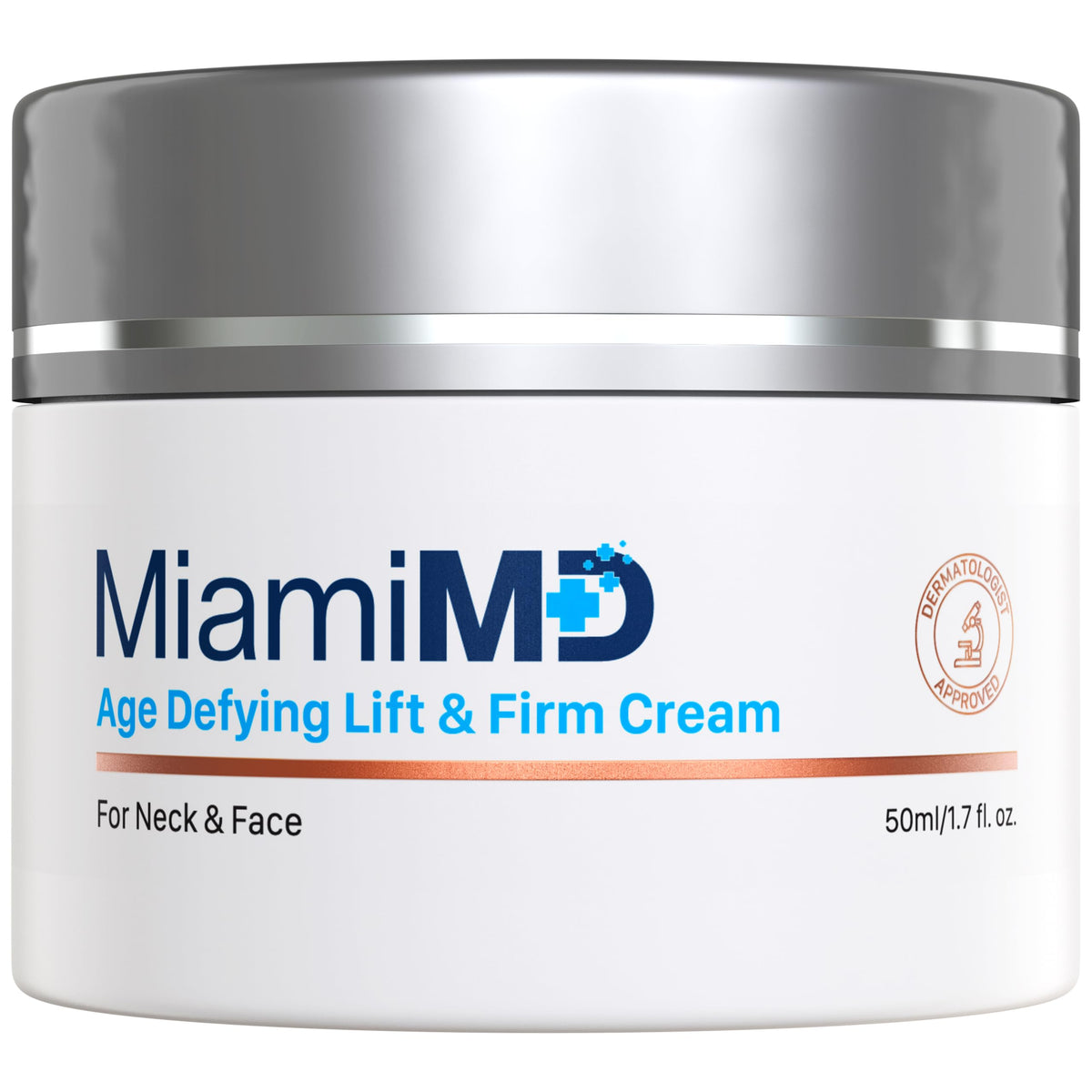 MiamiMD front jar view showing product label and compact 1.7oz size benefit