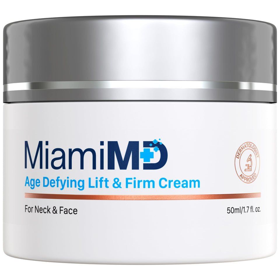 MiamiMD front jar view showing product label and compact 1.7oz size benefit