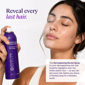 MICHAEL TODD product in use during dermaplaning demonstrating clearer hair visibility