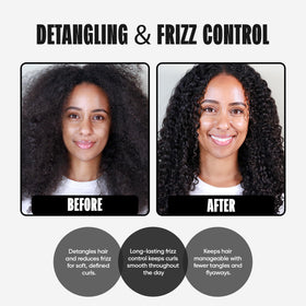 Miche Beauty before and after on curly hair illustrating improved definition