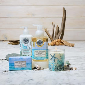 Michel Design Works foam texture on hand demonstrating creamy lather and gentle cleansing benefit