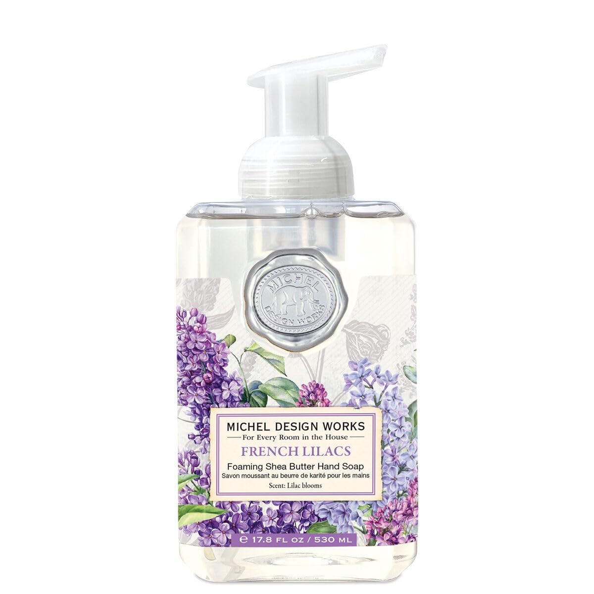 Michel Design Works front packaging showcasing elegant label and medallion benefit: decorative display