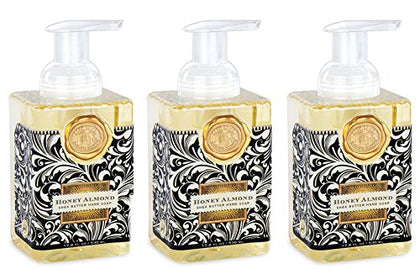 Michel Design Works front bottle view showing elegant square dispenser and medallion, stylish presentation