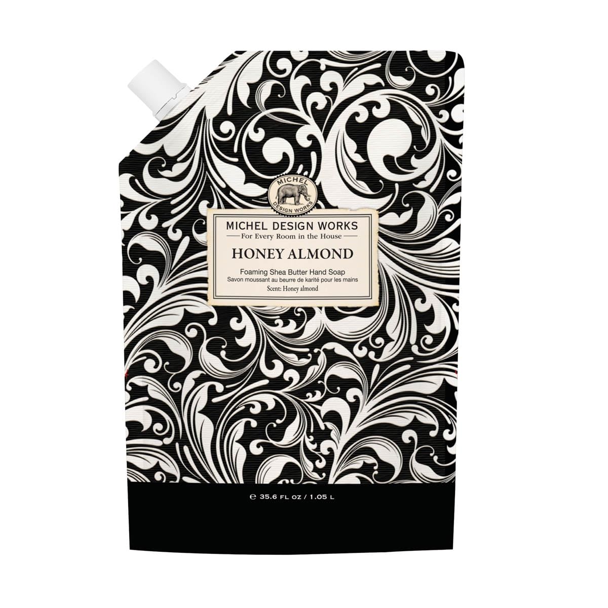 Michel Design Works refill bottle front view showing label and scent for easy identification and lasting fragrance