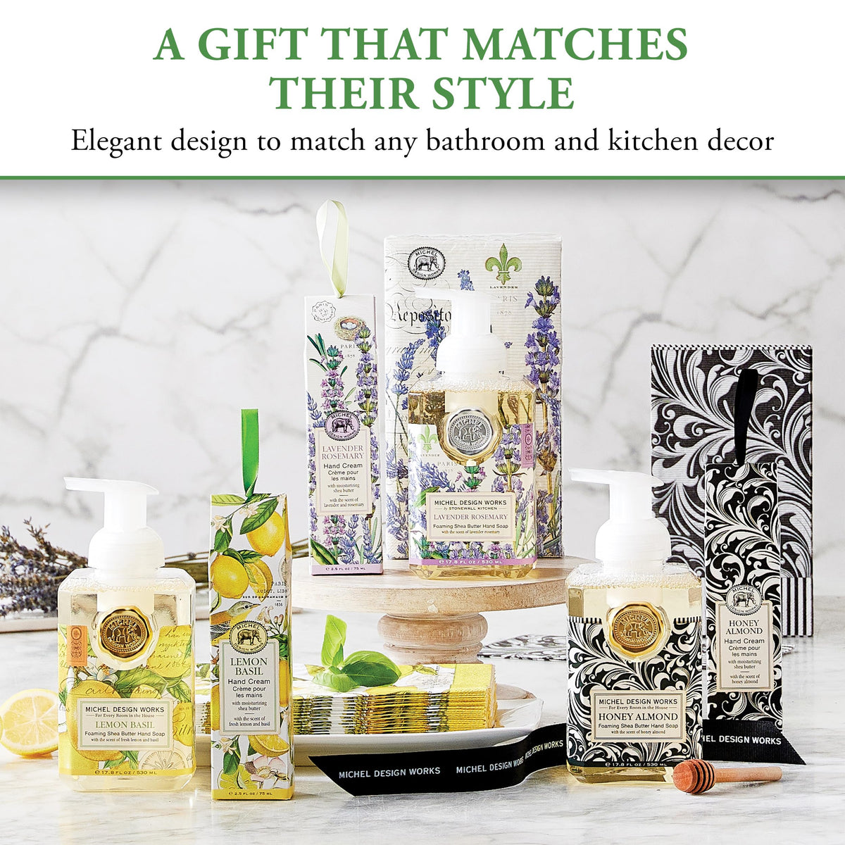 Michel Design Works back label showing ingredients and product information for shoppers