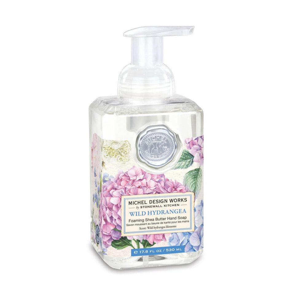 Michel Design Works foaming hand soap front view shows elegant dispenser and gift-ready look
