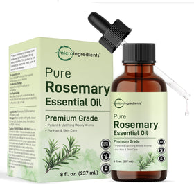 Micro Ingredients front bottle view showing rosemary oil packaging and branding, clear benefit of purity
