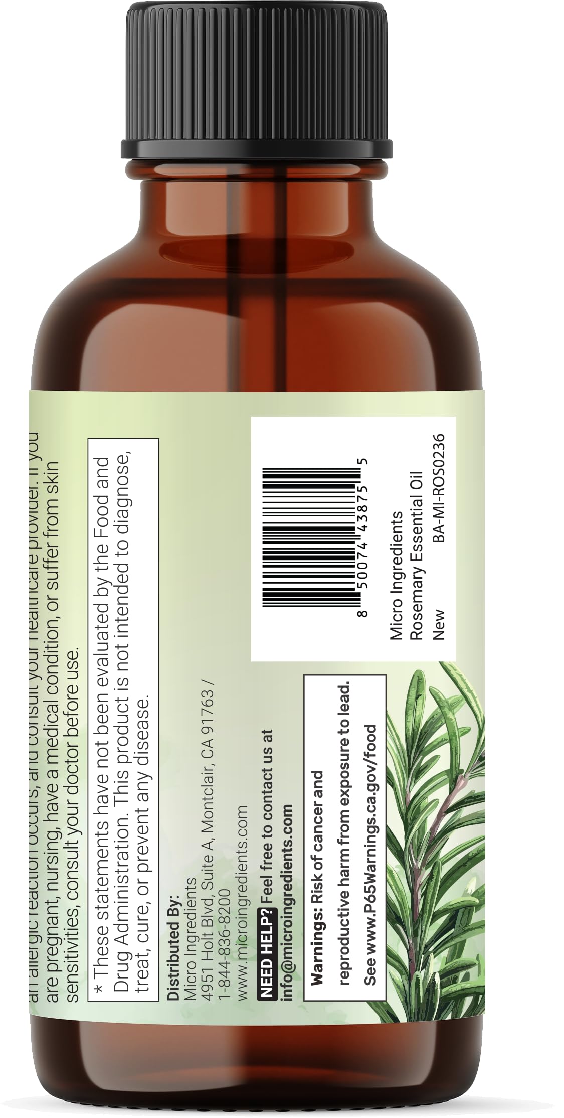 Label close-up with Micro Ingredients branding and third-party test seal, signaling verified purity