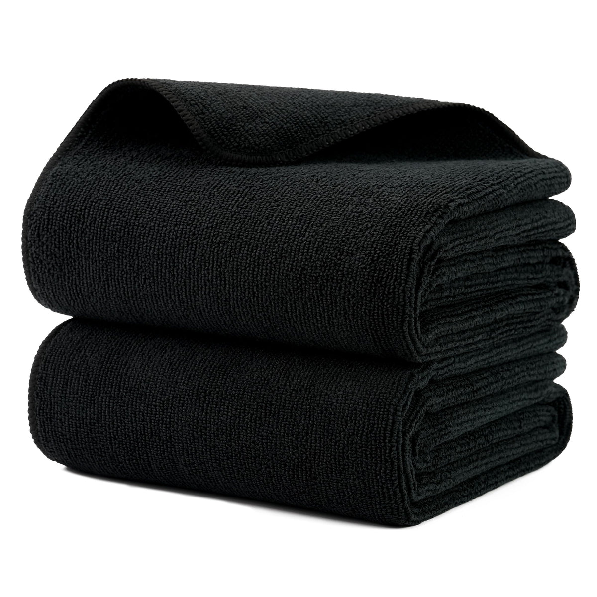 MICROFI folded two-pack towels front view showing neat storage and professional look