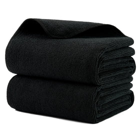 MICROFI folded two-pack towels front view showing neat storage and professional look