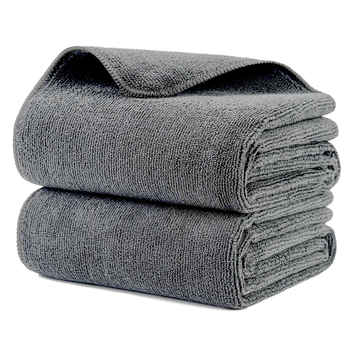 MICROFI front packaging showing two gray towels and quick-dry benefits