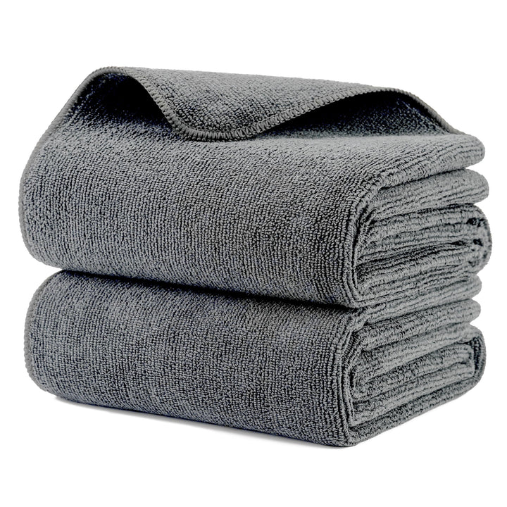 MICROFI front packaging showing two gray towels and quick-dry benefits
