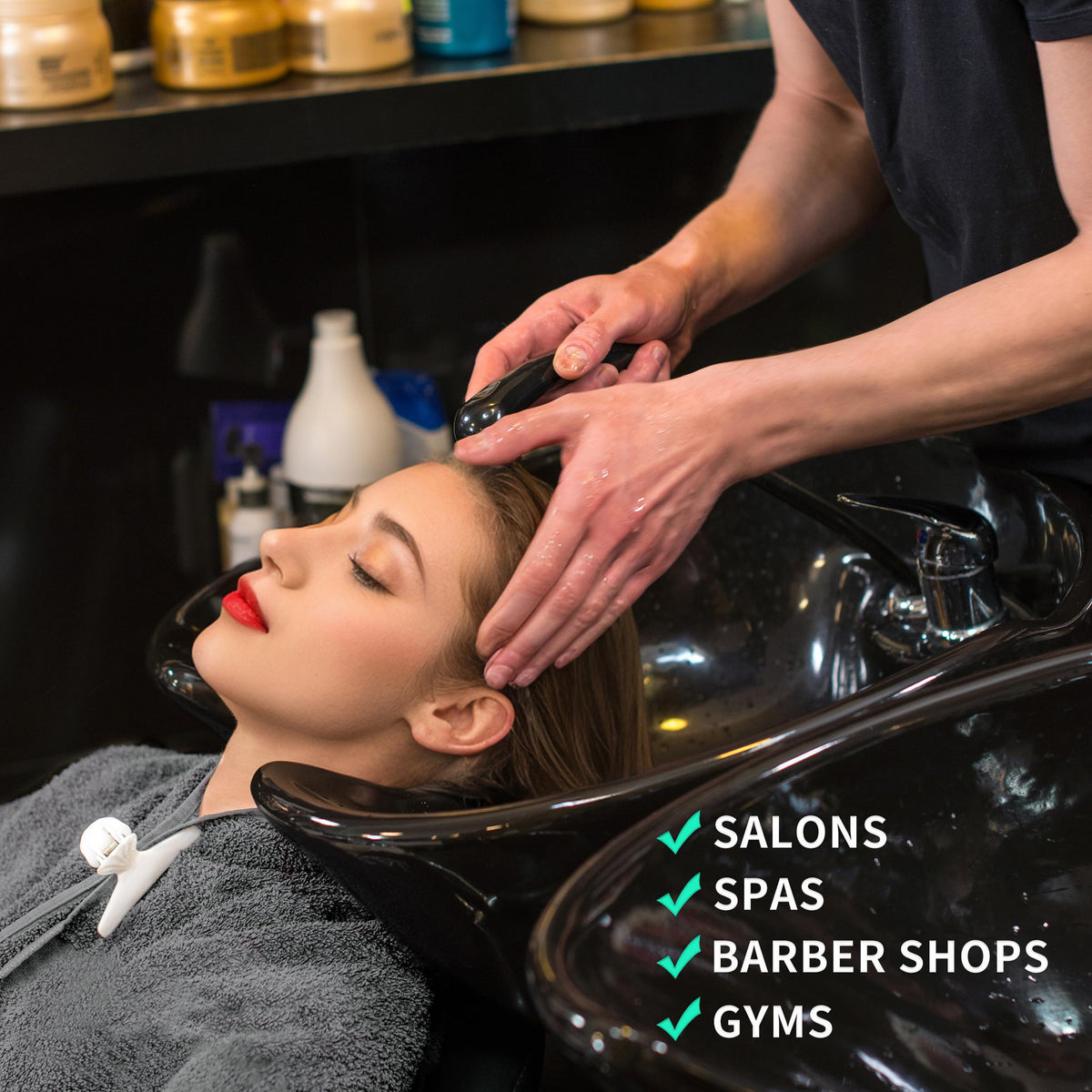 MICROFI towel draped in salon scene showing professional-ready appearance