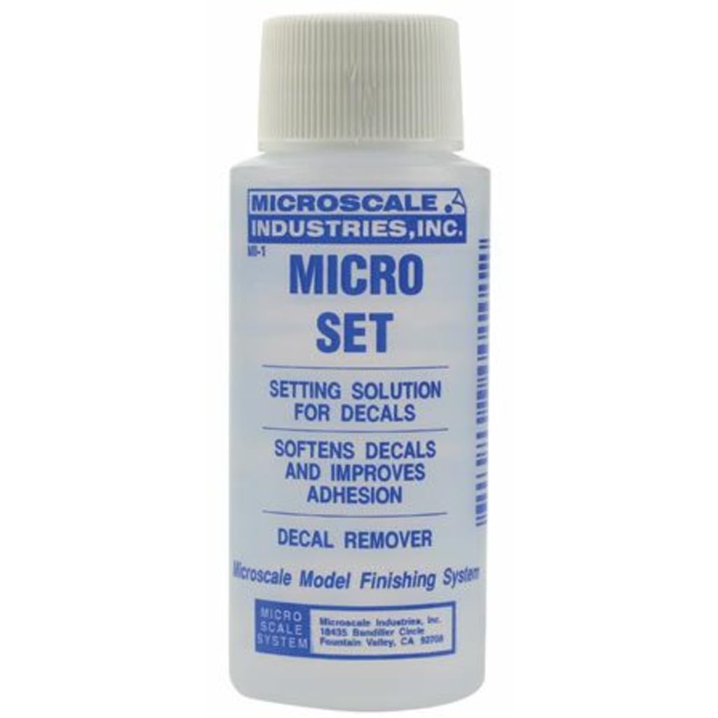 Microscale Micro Set bottle front showing label and compact size for precise decal work