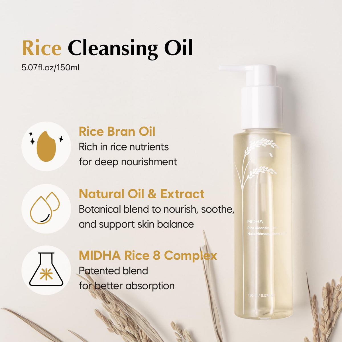 MIDHA texture close-up of oil in hand showing silky non-greasy feel