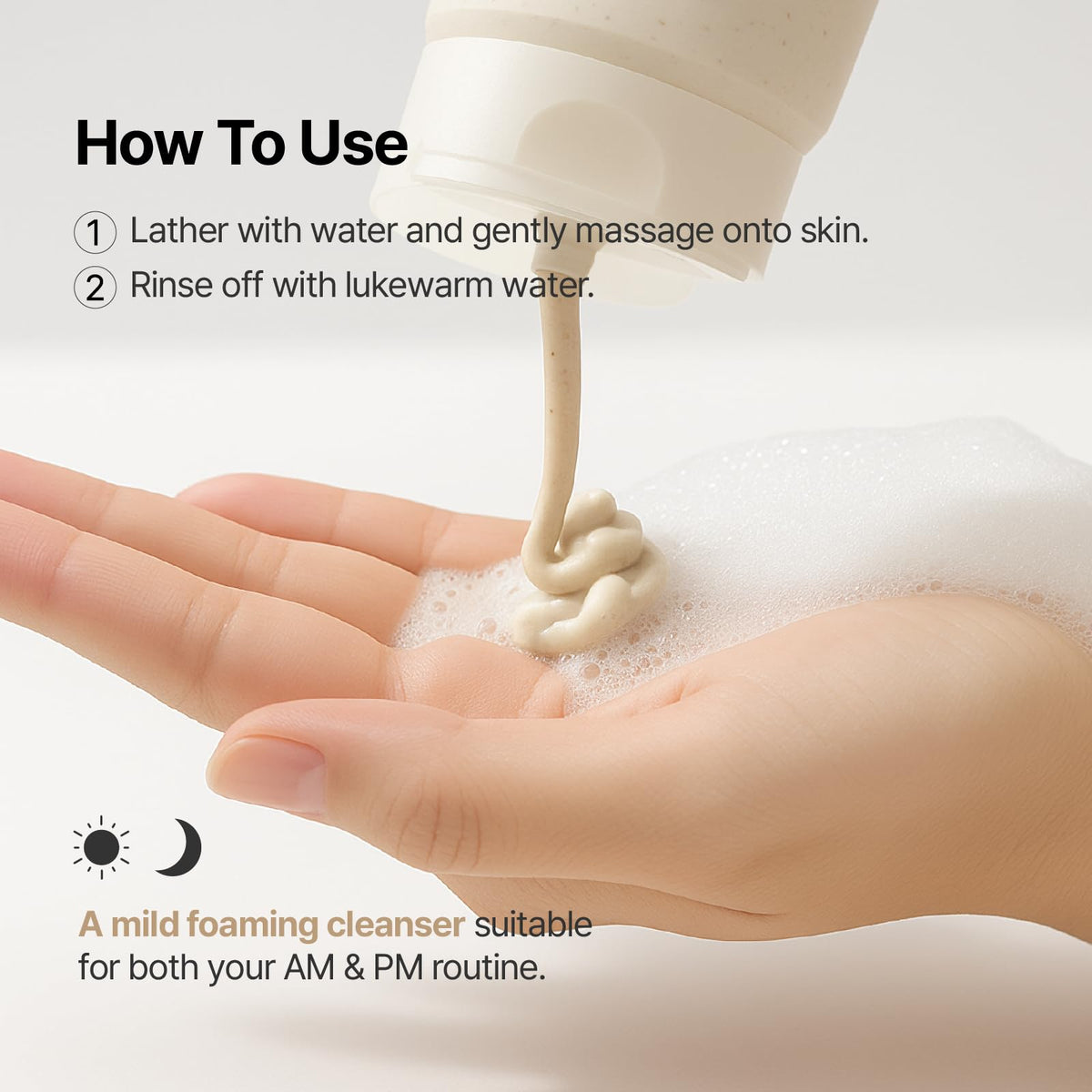 MIDHA foam being applied on face showing gentle lathering