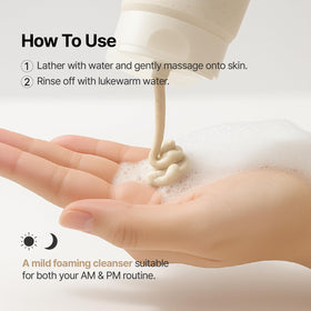 MIDHA foam being applied on face showing gentle lathering