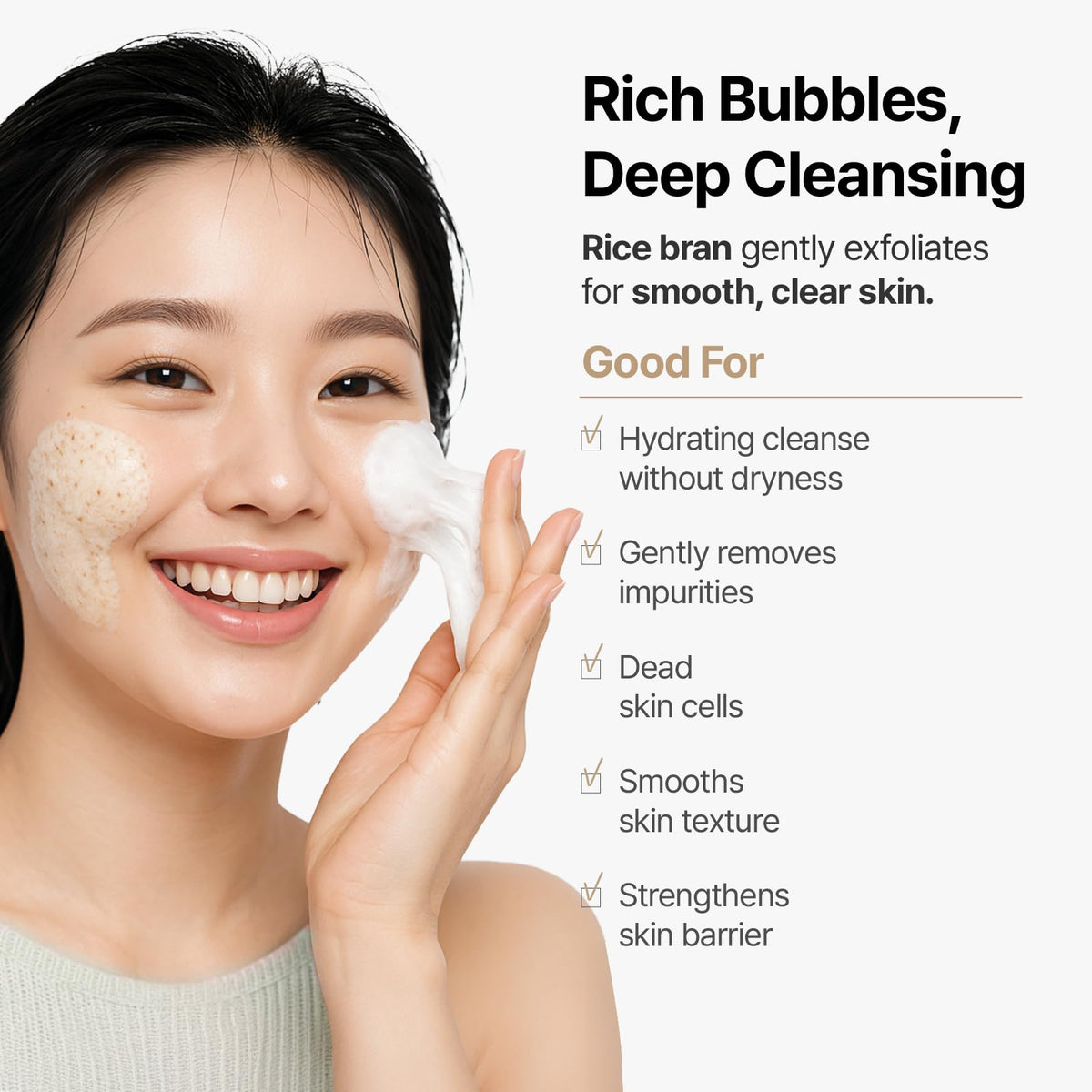 MIDHA creamy micro-foam texture cushion for gentle cleanse