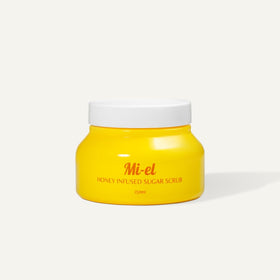Miel close-up texture of sugar crystals and honey for gentle exfoliation