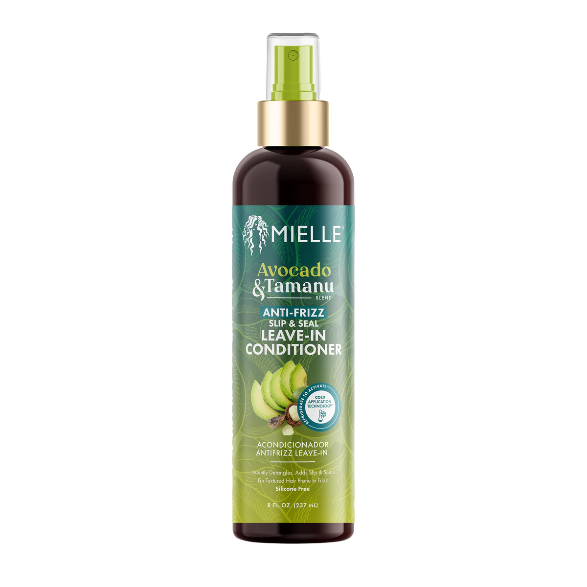 Mielle Organics bottle front packaging shows brand and clean design benefit