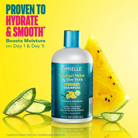 Mielle Organics before and after detangling curly hair showing smoother strands