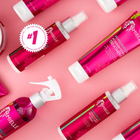 Mielle Organics used during blow-dry in a salon-style styling scene