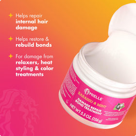 Mielle Organics being applied to damp hair demonstrating easy at-home bond treatment