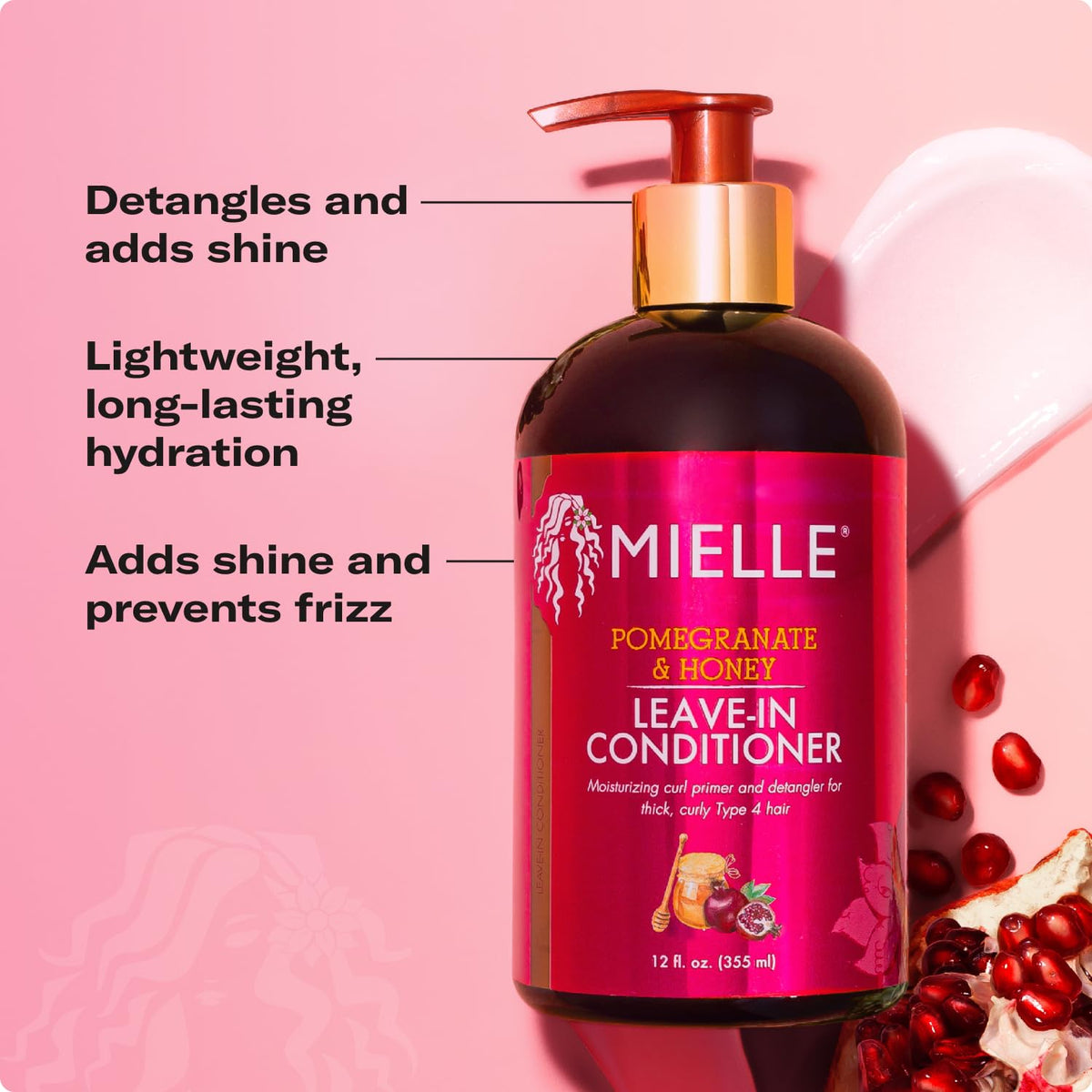 Mielle Organics being applied to damp curly hair for detangling