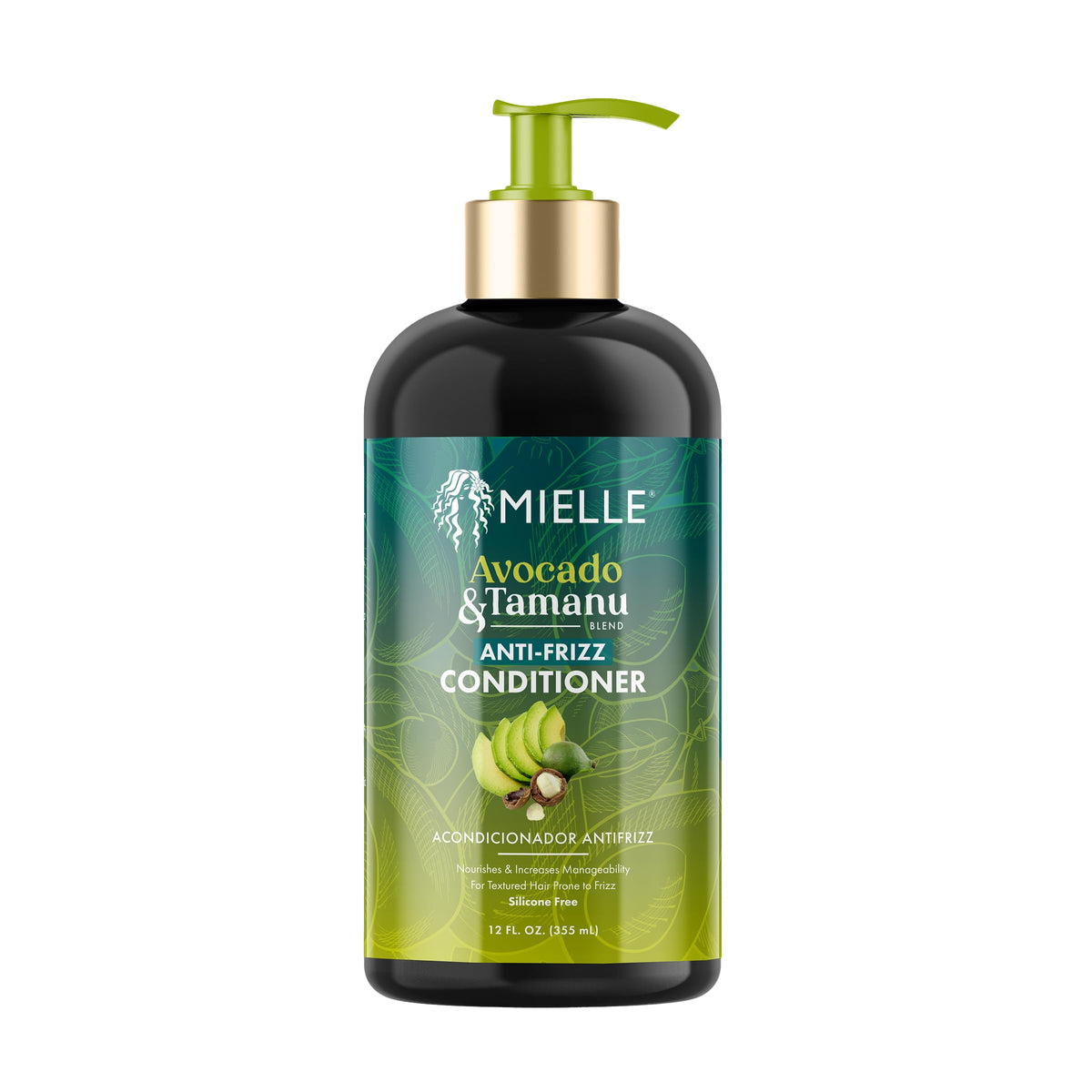 Mielle Organics front packaging showing avocado and tamanu for frizz control