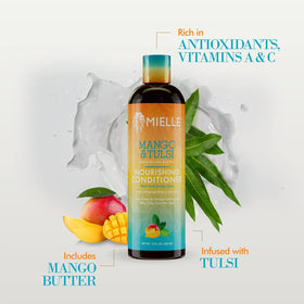 Mielle Organics conditioner being applied in shower to demonstrate easy detangling benefit