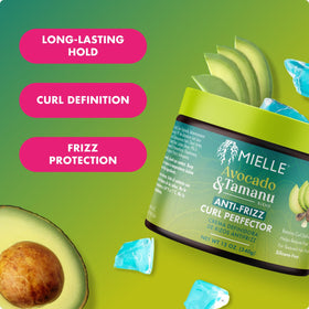 Mielle Organics ingredient label close-up highlighting avocado and tamanu oils